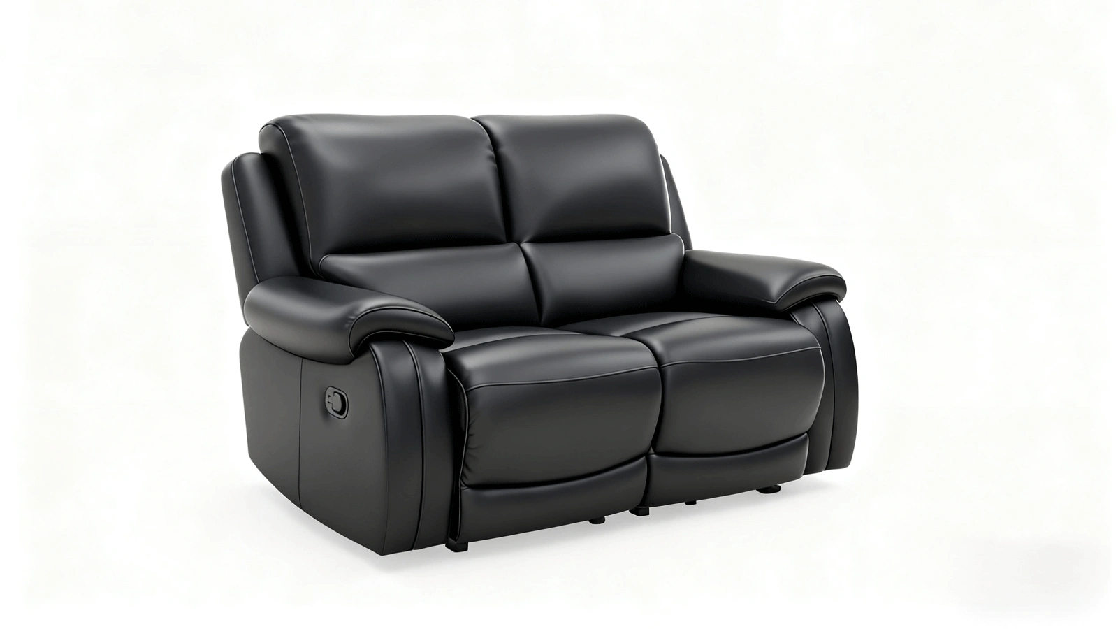 Anmytek 2-Seater Manual Recliner Sofa, Adjustable Backrest for Two, Modern Black Fabric Sofa with Wide Seating