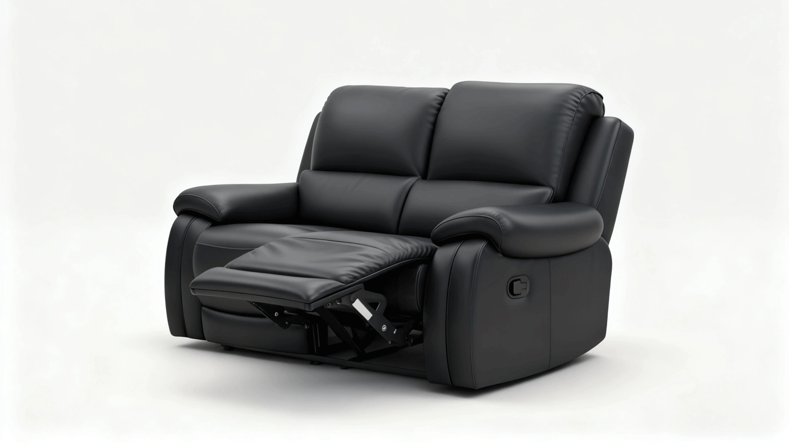 Anmytek 2-Seater Manual Recliner Sofa, Adjustable Backrest for Two, Modern Black Fabric Sofa with Wide Seating