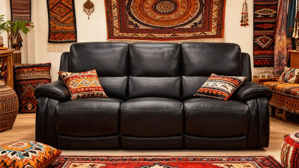 Anmytek 3-Seater Manual Recliner Sofa, Adjustable Backrest for Large Living Room, Modern Big Space Sofa