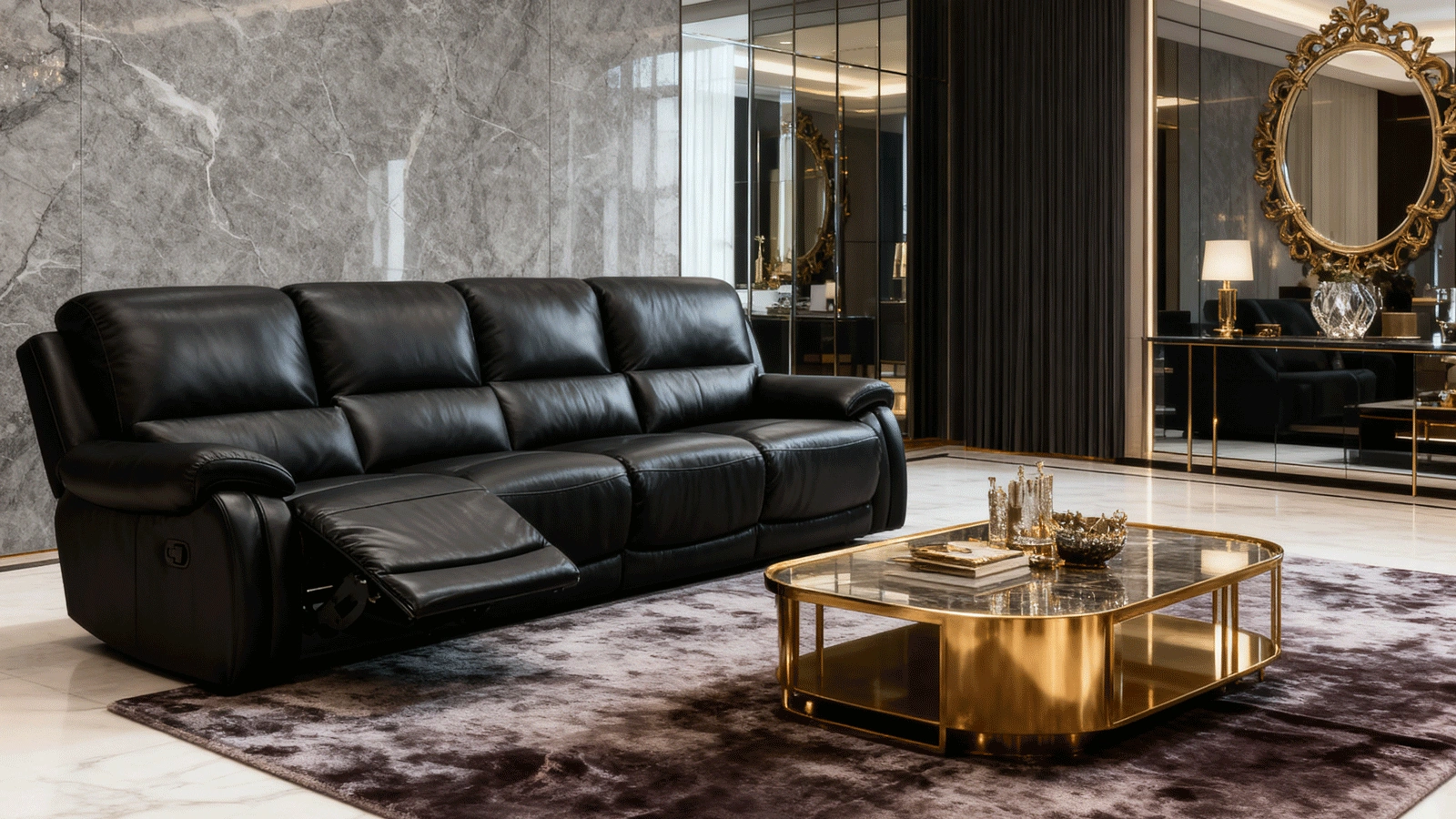 Anmytek 3-Seater Manual Recliner Sofa, Adjustable Backrest for Large Living Room, Modern Big Space Sofa