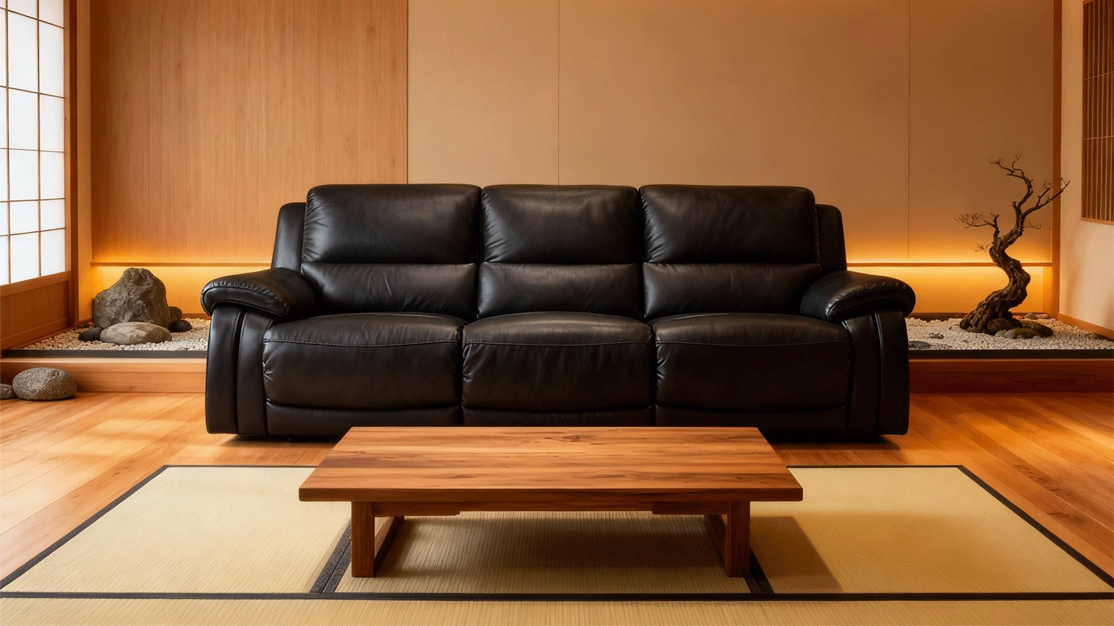 Anmytek 3-Seater Manual Recliner Sofa, Adjustable Backrest for Large Living Room, Modern Big Space Sofa