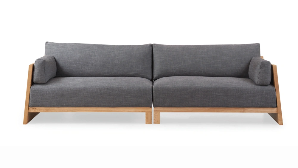 Modern 3-Seater Sofa Couch with Solid Wood Frame, Minimalist Upholstered Fabric Sofa for Living Room, Apartment, Office