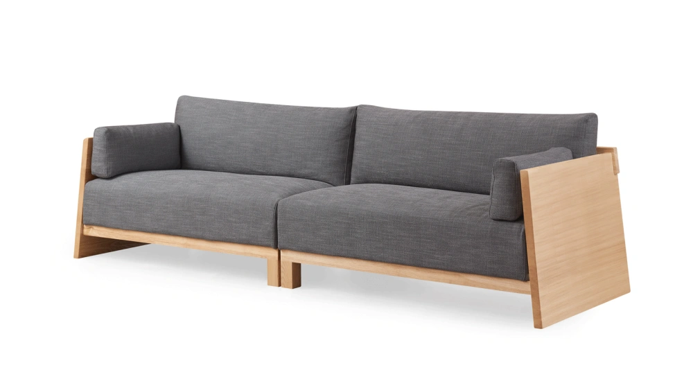 Modern 3-Seater Sofa Couch with Solid Wood Frame, Minimalist Upholstered Fabric Sofa for Living Room, Apartment, Office