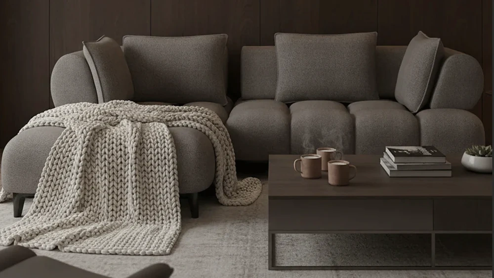 Anmytek Modern L-Shaped Sofa – Plush Cushions, Sleek Black Metal Legs, and Premium Upholstery