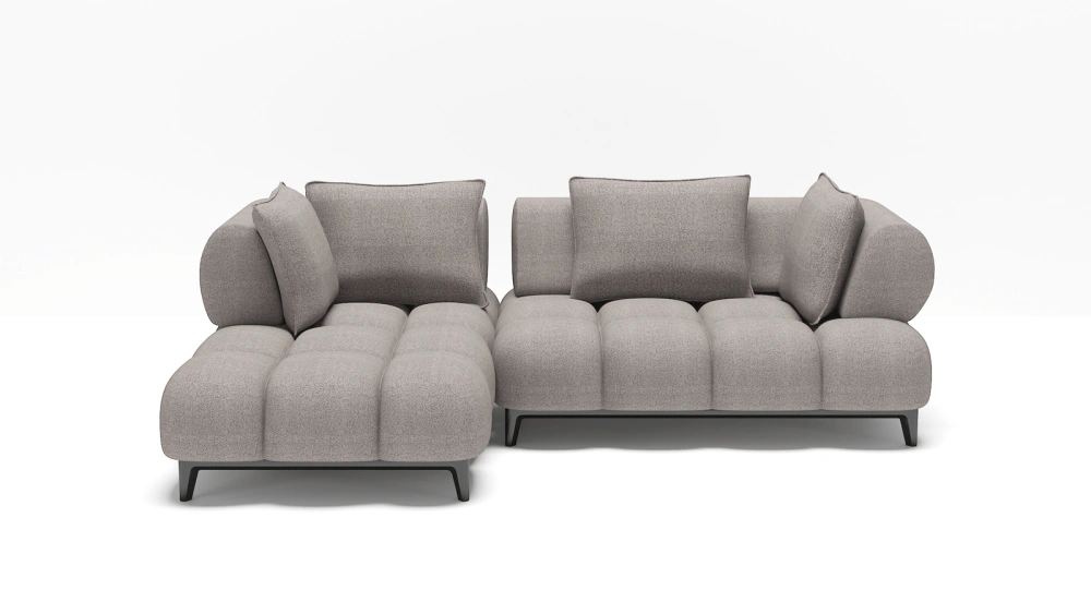 Anmytek Modern L-Shaped Sofa – Plush Cushions, Sleek Black Metal Legs, and Premium Upholstery