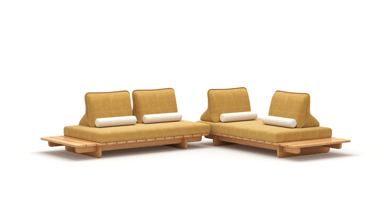 Anmytek Modern 2-Seater Sofa – Minimalist Double Couch with Wooden Base, Plush Cushions, and Functional Side Table – Stylish and Comfortable Living Room Furniture