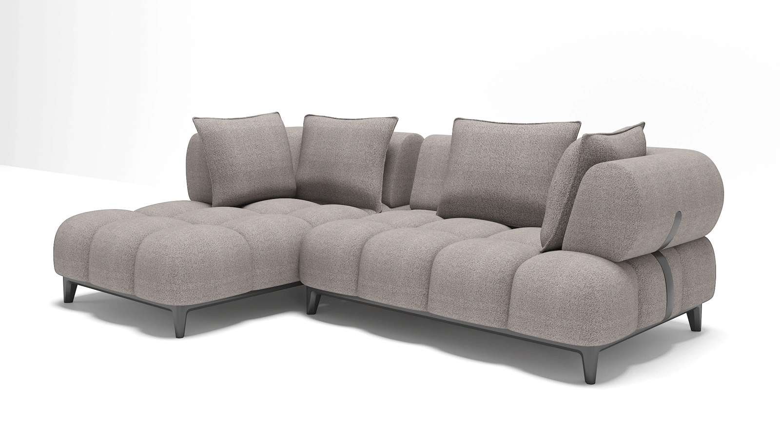 Anmytek Modern L-Shaped Sofa – Plush Cushions, Sleek Black Metal Legs, and Premium Upholstery