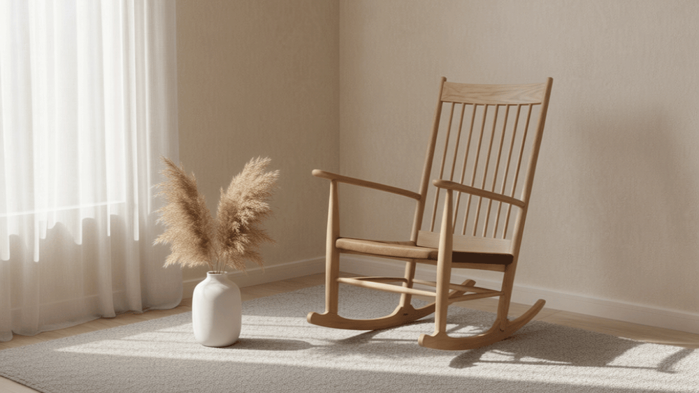 Anmytek Wooden Rocking Chair – Classic Design with Comfortable Seat Cushion, Natural Wood Finish, and Timeless Style – Perfect for Relaxing Living Rooms