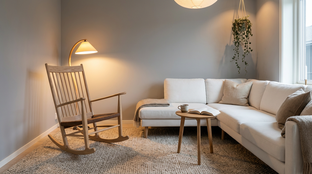 Anmytek Wooden Rocking Chair – Classic Design with Comfortable Seat Cushion, Natural Wood Finish, and Timeless Style – Perfect for Relaxing Living Rooms