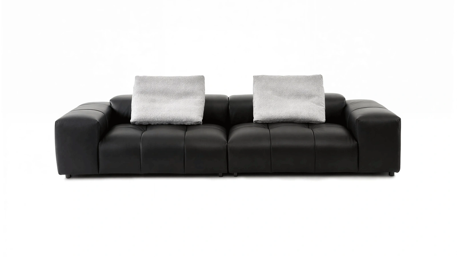 Anmytek Modern Leather 4-Seater Sofa – Stylish and Comfortable Long Sofa with Luxurious Leather Upholstery and Plush Cushions – Perfect for Modern Living Rooms