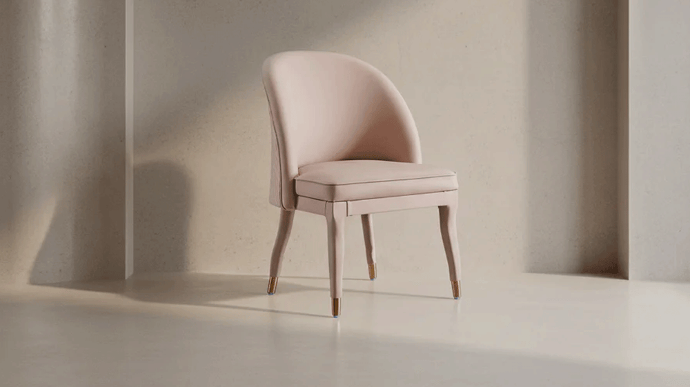 Anmytek Elegant Dining Chair – Soft Upholstered Chair with Curved Backrest and Golden Legs – Modern and Stylish Accent for Your Dining Room