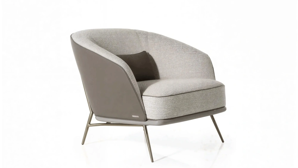 Anmytek Modern Accent Chair – Stylish Upholstered Lounge Chair with Plush Cushion and Sleek Metal Legs – Perfect for Living Room or Bedroom