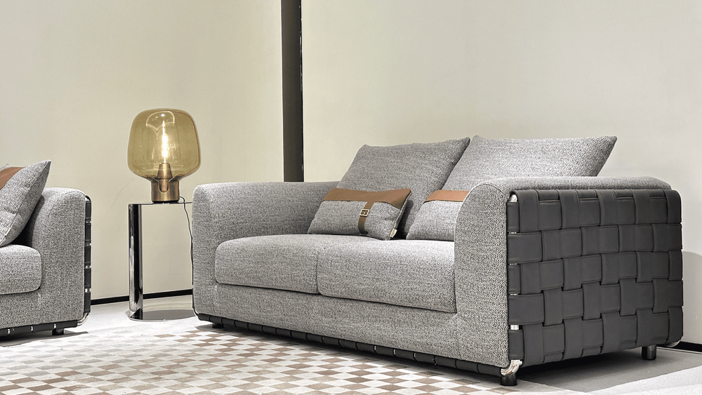 Anmytek Modern 2-Seater Sofa – Stylish Couch with Plush Cushions, Leather Accent Details, and Contemporary Design – Ideal for Living Rooms