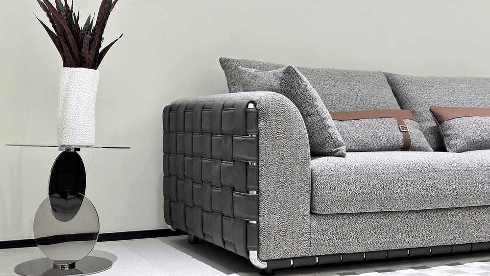 Anmytek Modern 2-Seater Sofa – Stylish Couch with Plush Cushions, Leather Accent Details, and Contemporary Design – Ideal for Living Rooms