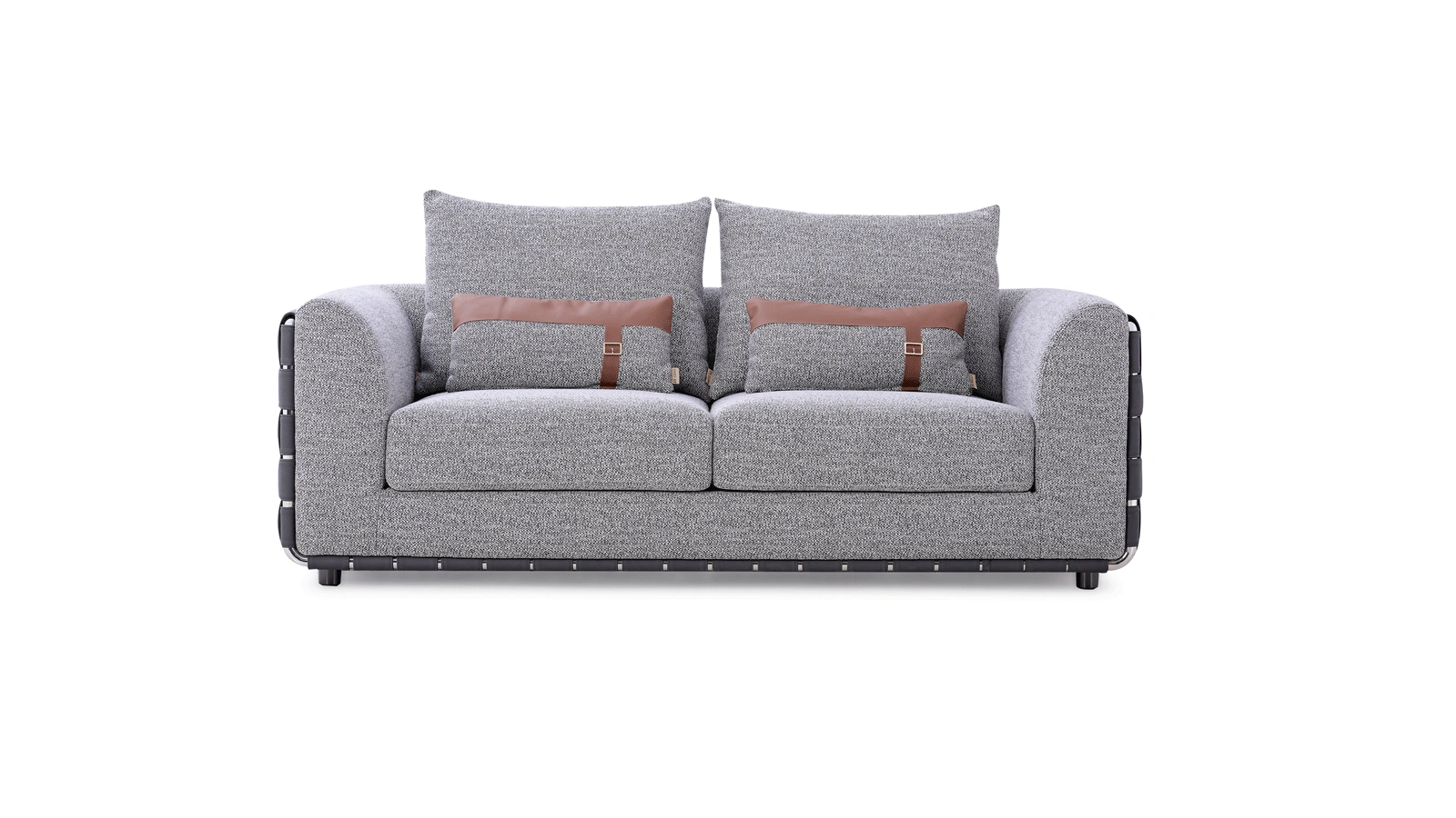 Anmytek Modern 2-Seater Sofa – Stylish Couch with Plush Cushions, Leather Accent Details, and Contemporary Design – Ideal for Living Rooms