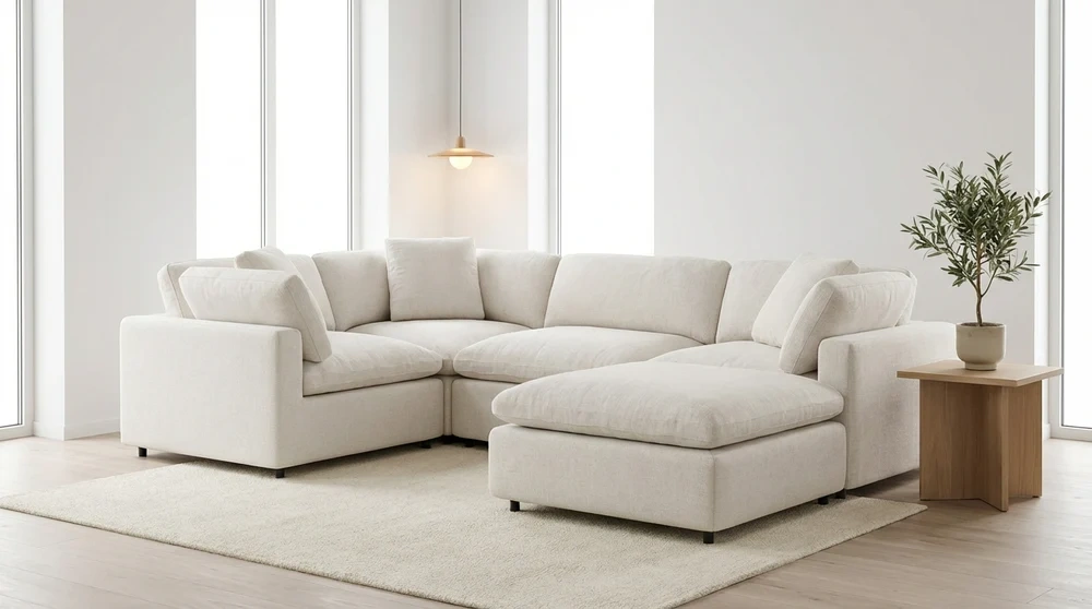 Modular Sectional Sofa with Chaise, L-Shaped Upholstered Couch with Deep Seats, Modern Sectional Sofa for Living Room, Apartment, Home Furniture