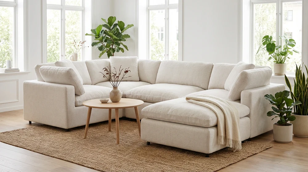 Modular Sectional Sofa with Chaise, L-Shaped Upholstered Couch with Deep Seats, Modern Sectional Sofa for Living Room, Apartment, Home Furniture