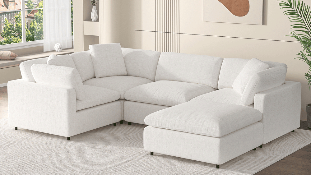 Modular Sectional Sofa with Chaise, L-Shaped Upholstered Couch with Deep Seats, Modern Sectional Sofa for Living Room, Apartment, Home Furniture