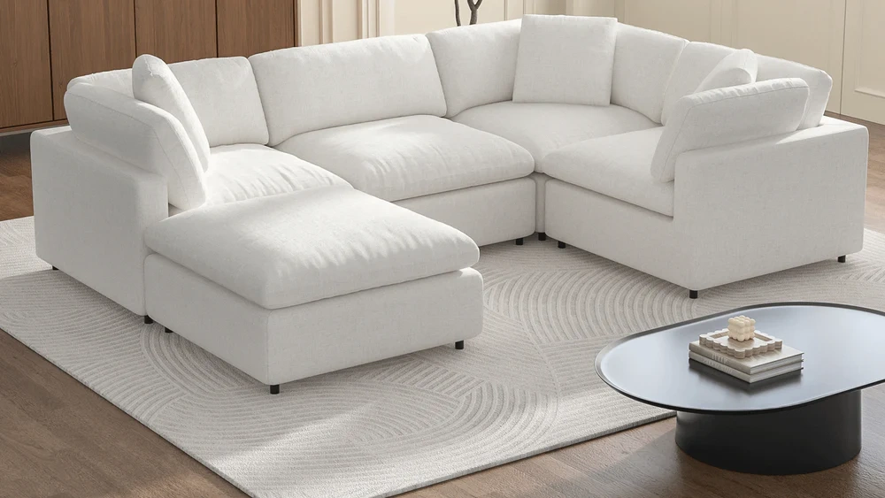 Modular Sectional Sofa with Chaise, L-Shaped Upholstered Couch with Deep Seats, Modern Sectional Sofa for Living Room, Apartment, Home Furniture