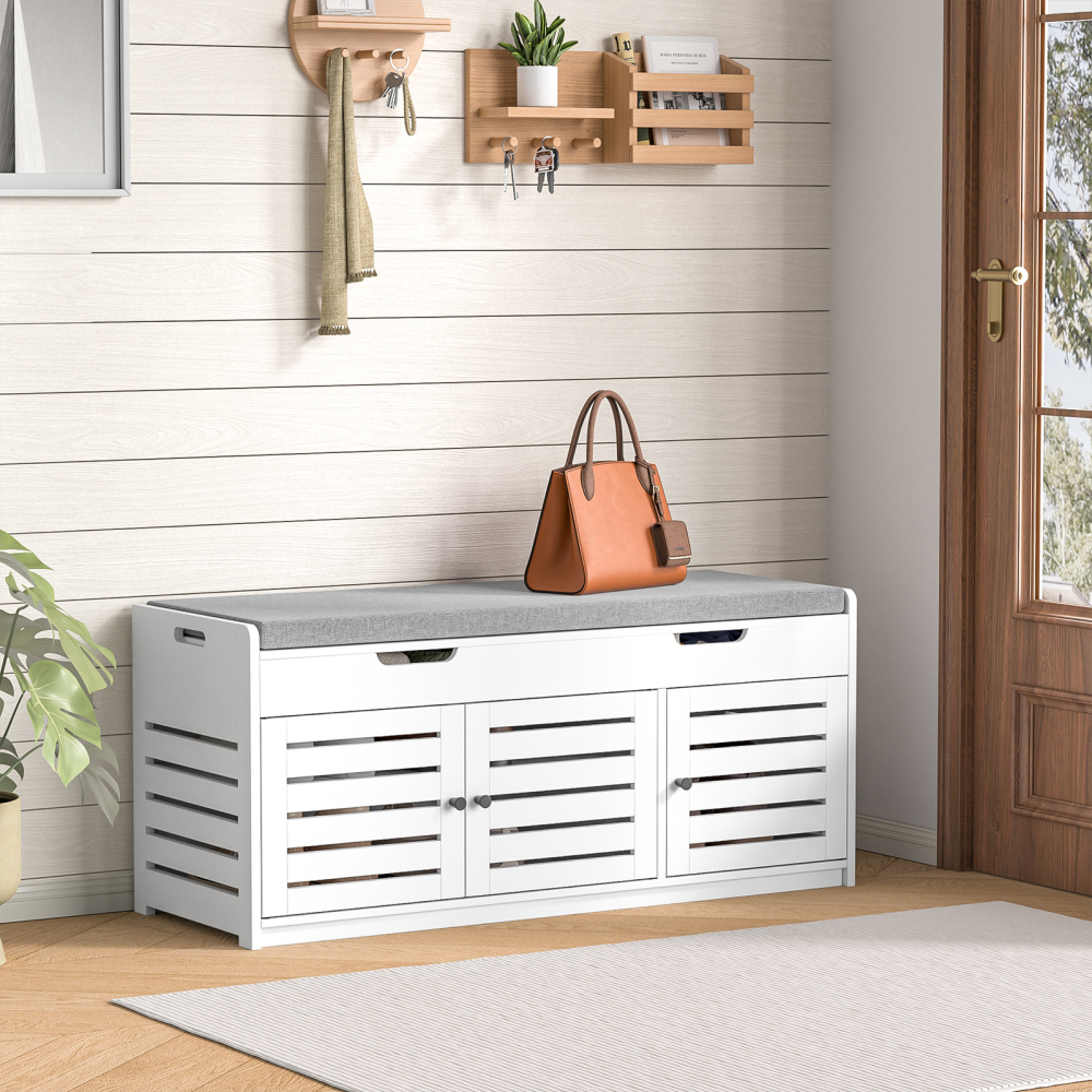 Storage Bench Entryway Bench Entryway Shoe Storage Bench with Padded Seat Cushion, 15" D x 41.3" W x 18.1" H, for Entryway, Living Room, Bedroom