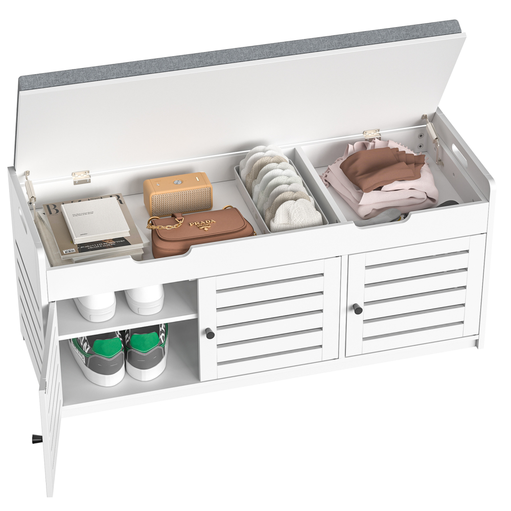 Storage Bench Entryway Bench Entryway Shoe Storage Bench with Padded Seat Cushion, 15" D x 41.3" W x 18.1" H, for Entryway, Living Room, Bedroom
