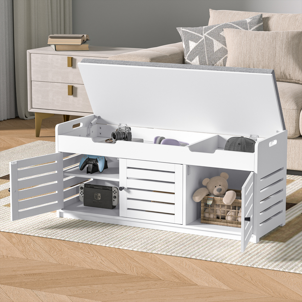 Storage Bench Entryway Bench Entryway Shoe Storage Bench with Padded Seat Cushion, 15" D x 41.3" W x 18.1" H, for Entryway, Living Room, Bedroom