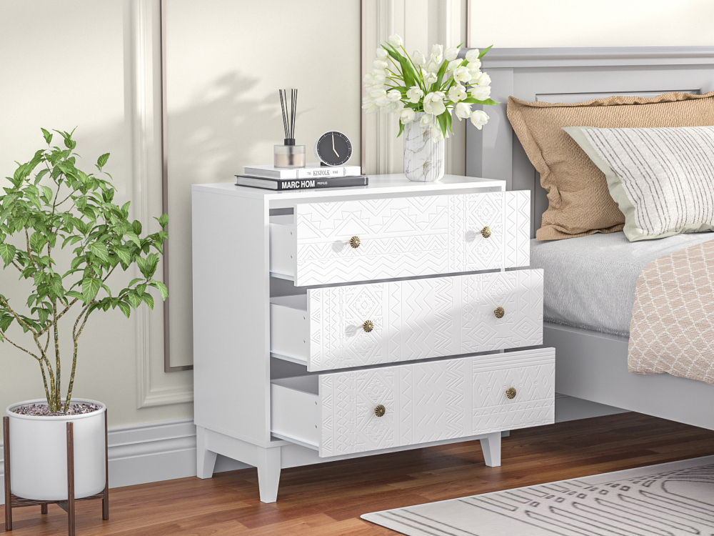 White dresser 3 drawer dresser for bedroom