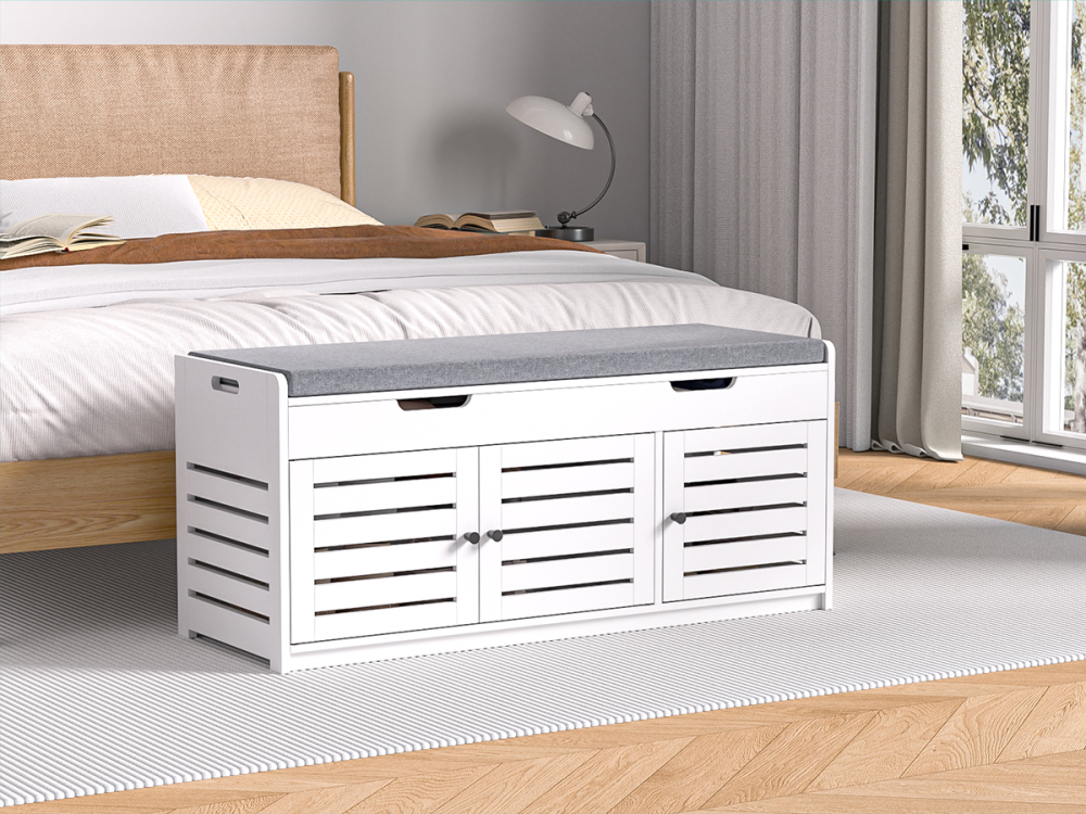 Storage Bench Entryway Bench Entryway Shoe Storage Bench with Padded Seat Cushion, 15" D x 41.3" W x 18.1" H, for Entryway, Living Room, Bedroom