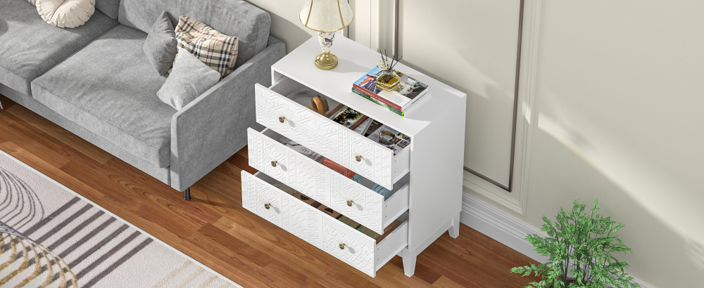 White dresser 3 drawer dresser for bedroom