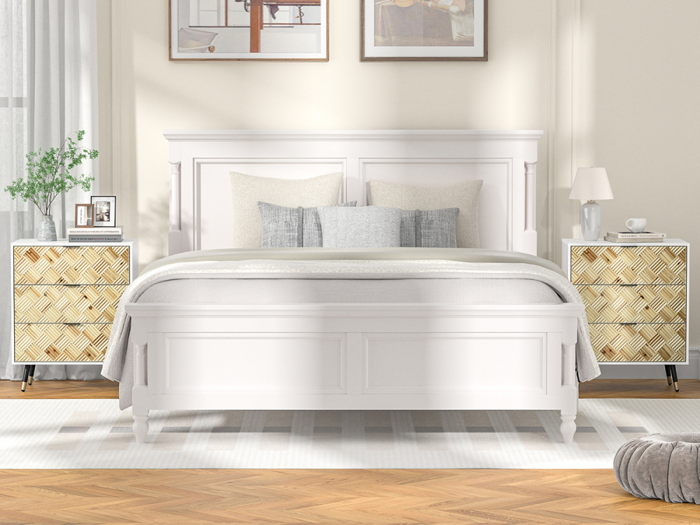 3-drawer Nightstand Modern White Bedside Table End Table