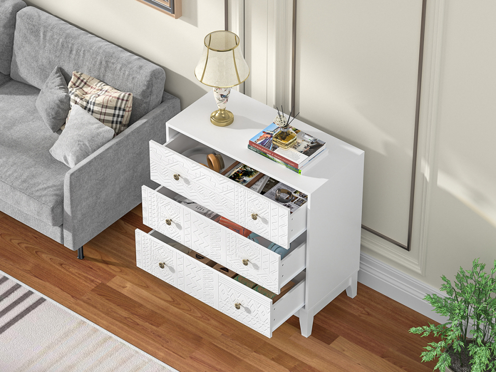 White dresser 3 drawer dresser for bedroom