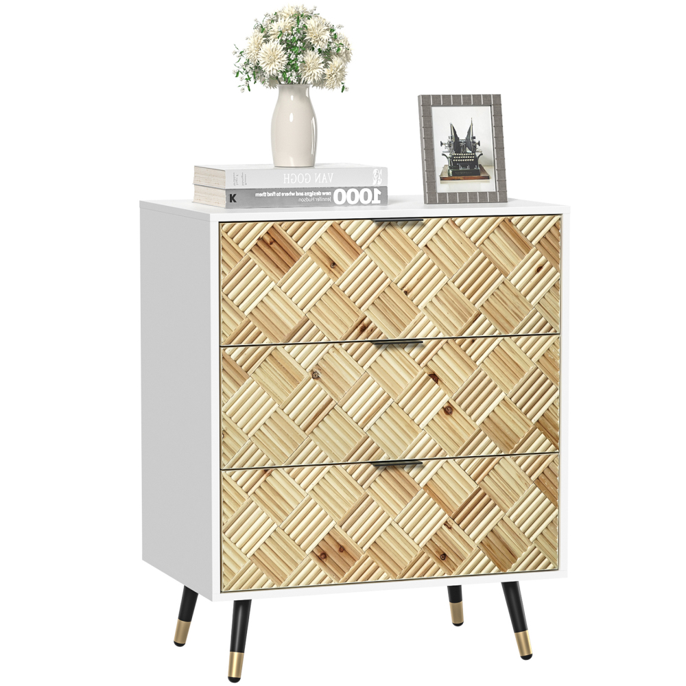 3-drawer Nightstand Modern White Bedside Table End Table