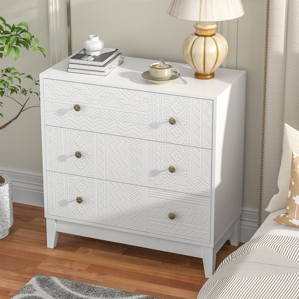 White dresser 3 drawer dresser for bedroom