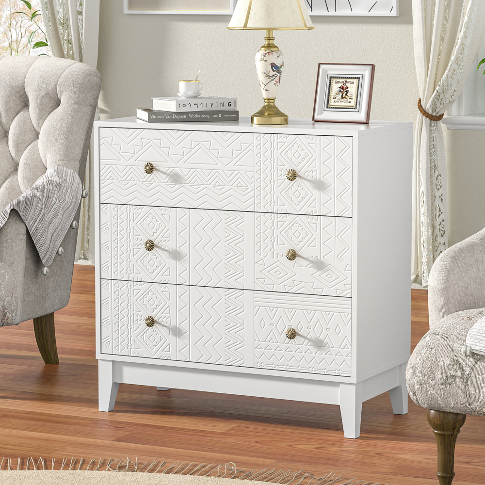 White dresser 3 drawer dresser for bedroom