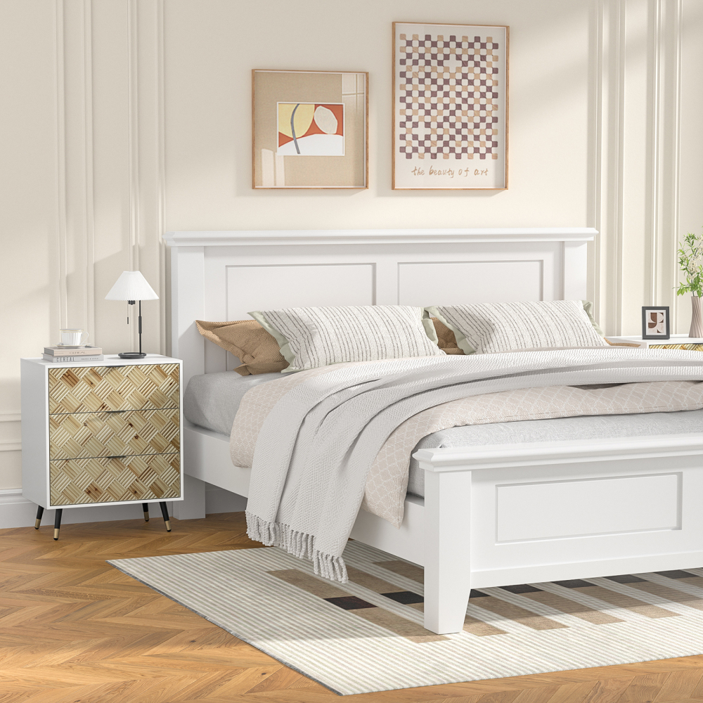 3-drawer Nightstand Modern White Bedside Table End Table
