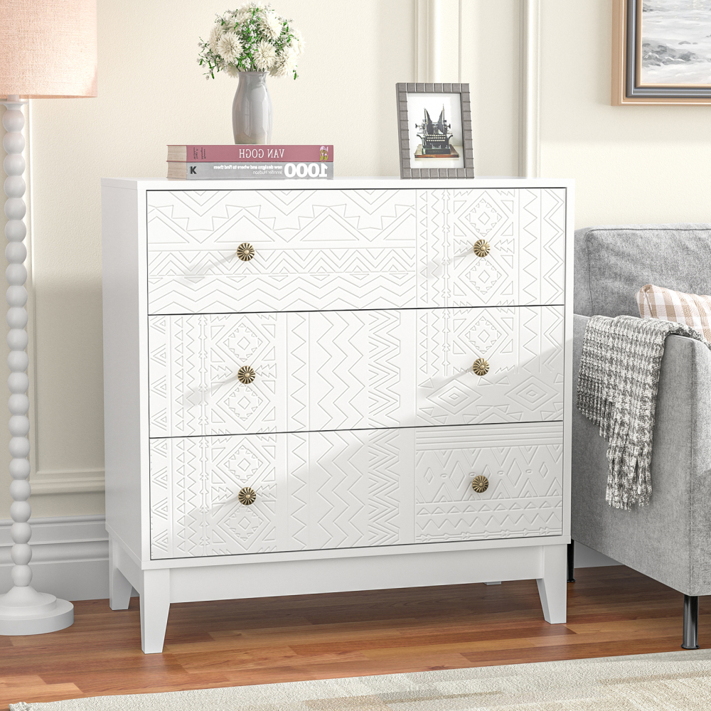 White dresser 3 drawer dresser for bedroom