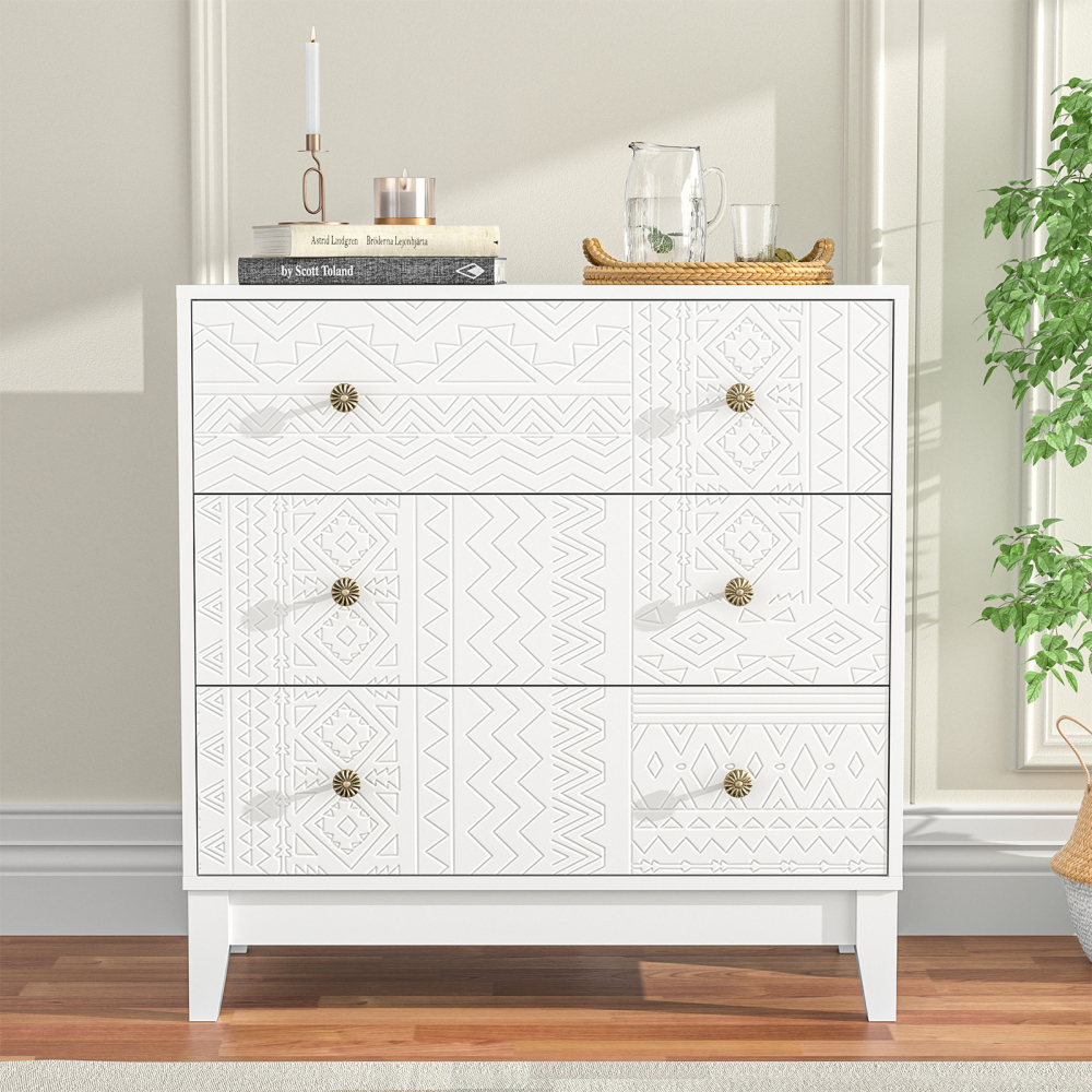 White dresser 3 drawer dresser for bedroom