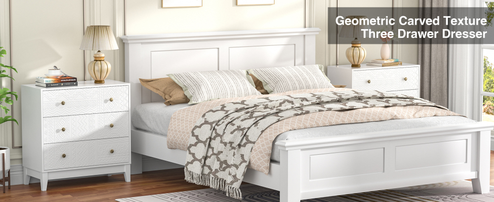 White dresser 3 drawer dresser for bedroom
