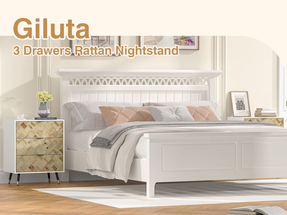 3-drawer Nightstand Modern White Bedside Table End Table