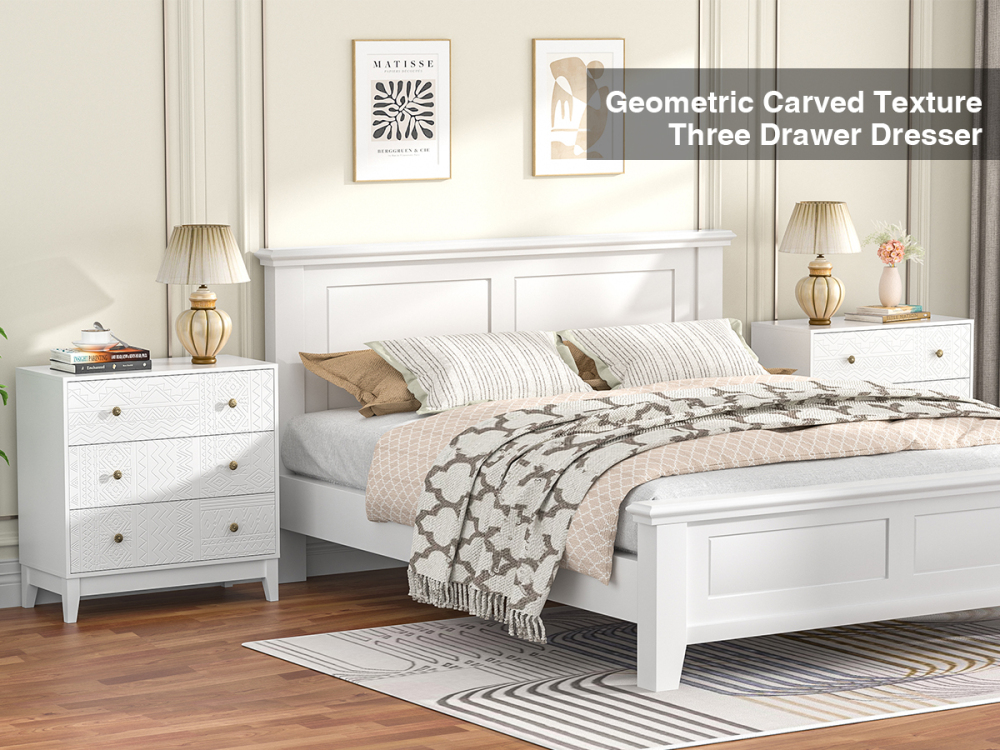 White dresser 3 drawer dresser for bedroom