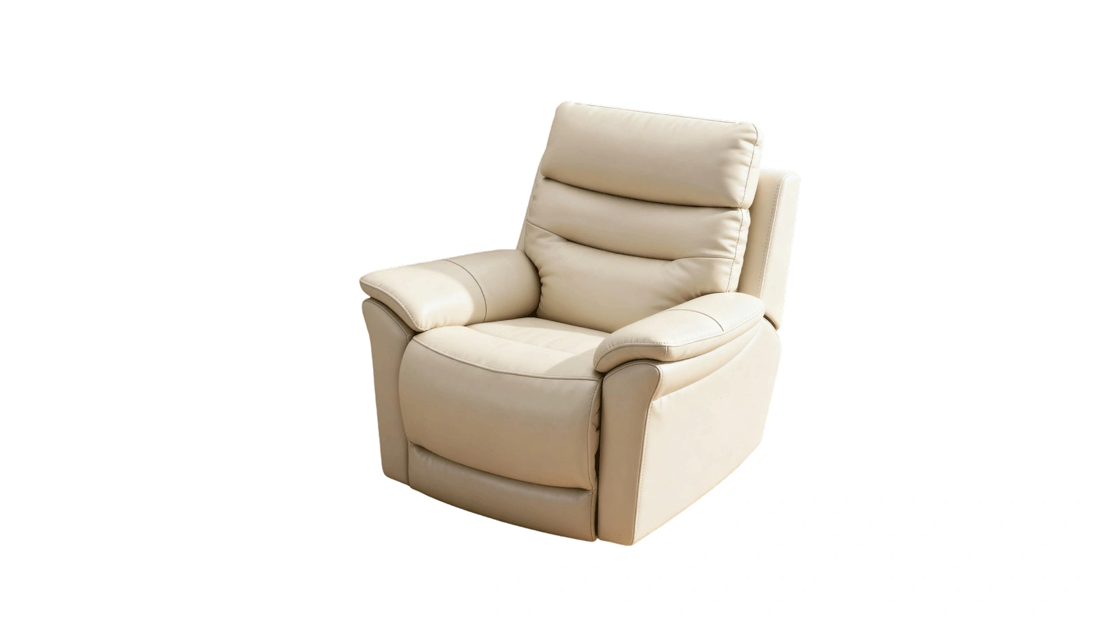 Modern White Faux Leather Recliner Chair with Ottoman, Minimalist Single Seater Accent Chair, Manual Side Lever, Lounge Chair for Bedroom, Living Room, Apartment