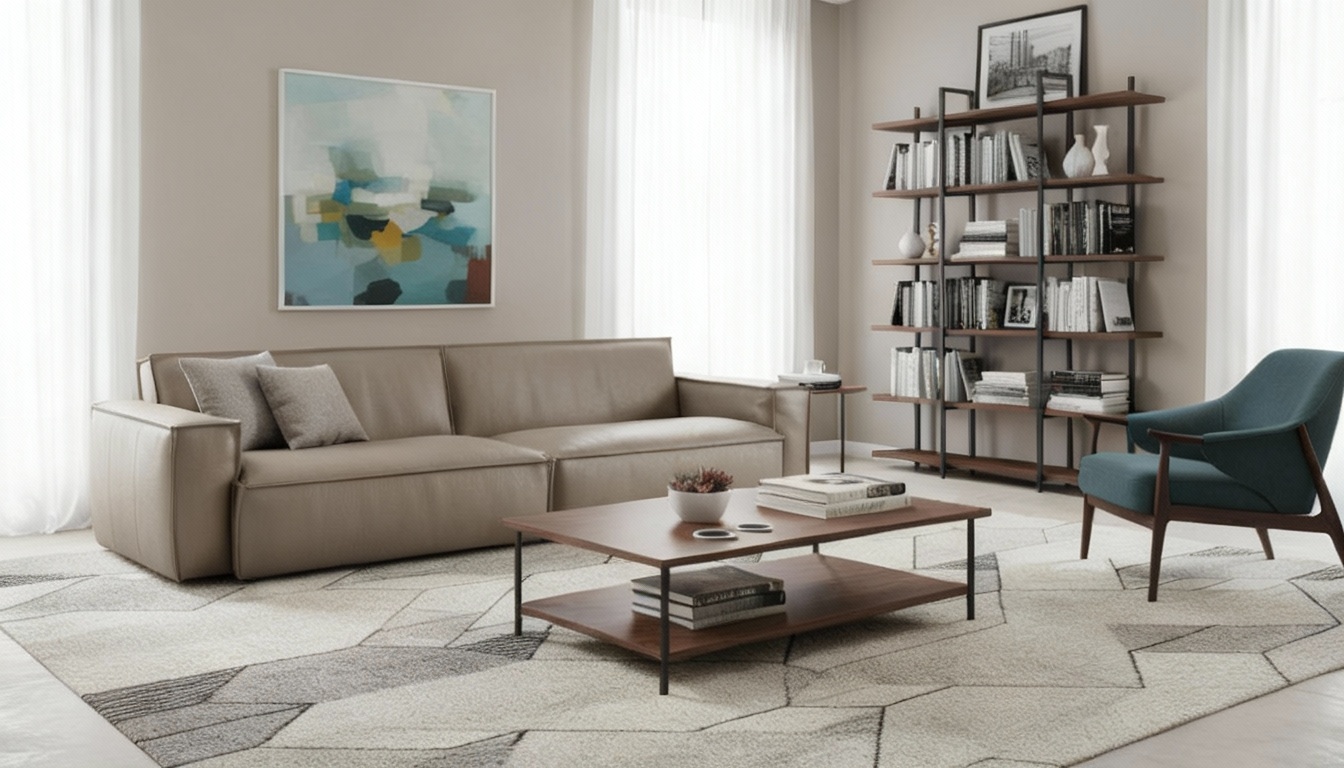 Anmytek Luxury Leather Sofa – Premium Cowhide Upholstery with Quilted Design, Plush Cushions, and Modern Frame – Sophisticated and Comfortable Living Room Furniture