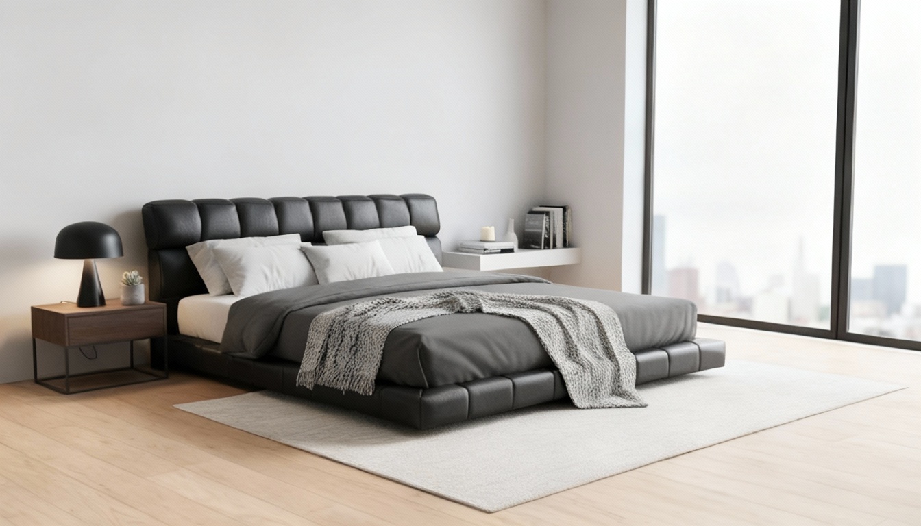 Anmytek Puff Bed 1.5m – Modern Leather Sofa Bed with Quilted Design, Comfortable Cushions, and Sturdy Frame – Perfect for Compact Spaces
