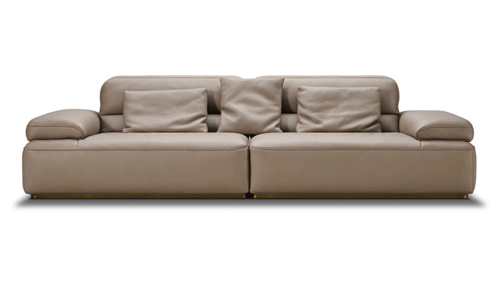 Anmytek Genuine Leather Sofa Couch, Modern Upholstered Leather Sofa with Plush Cushions, Luxury Living Room Sofa for Home, Apartment