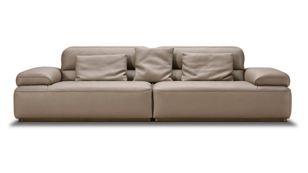 Anmytek Genuine Leather Sofa Couch, Modern Upholstered Leather Sofa with Plush Cushions, Luxury Living Room Sofa for Home, Apartment