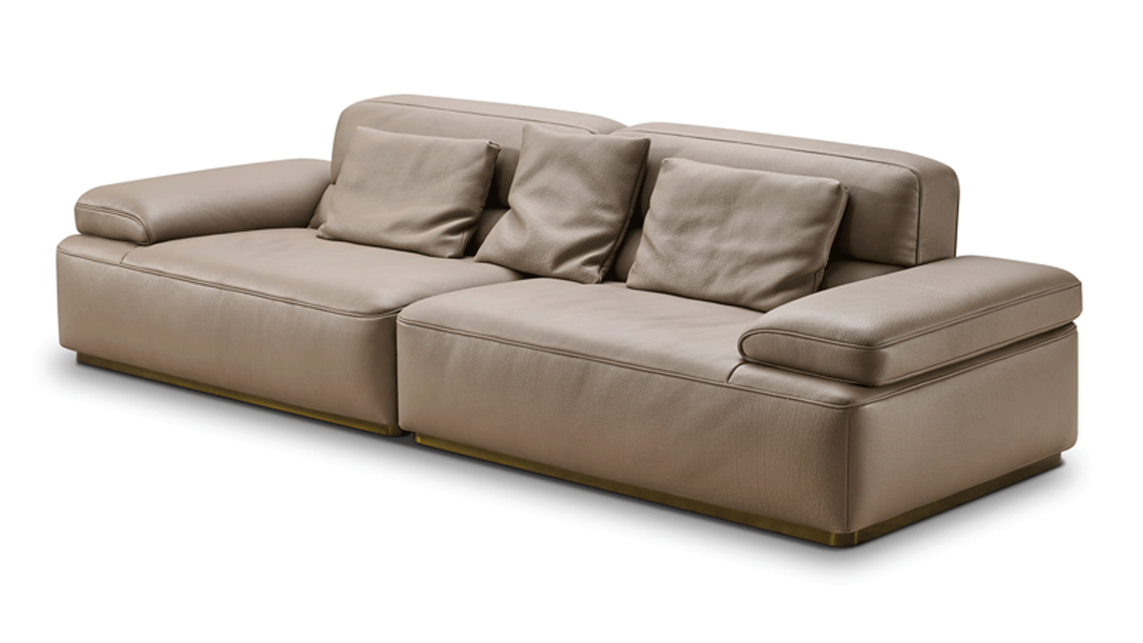 Anmytek Genuine Leather Sofa Couch, Modern Upholstered Leather Sofa with Plush Cushions, Luxury Living Room Sofa for Home, Apartment