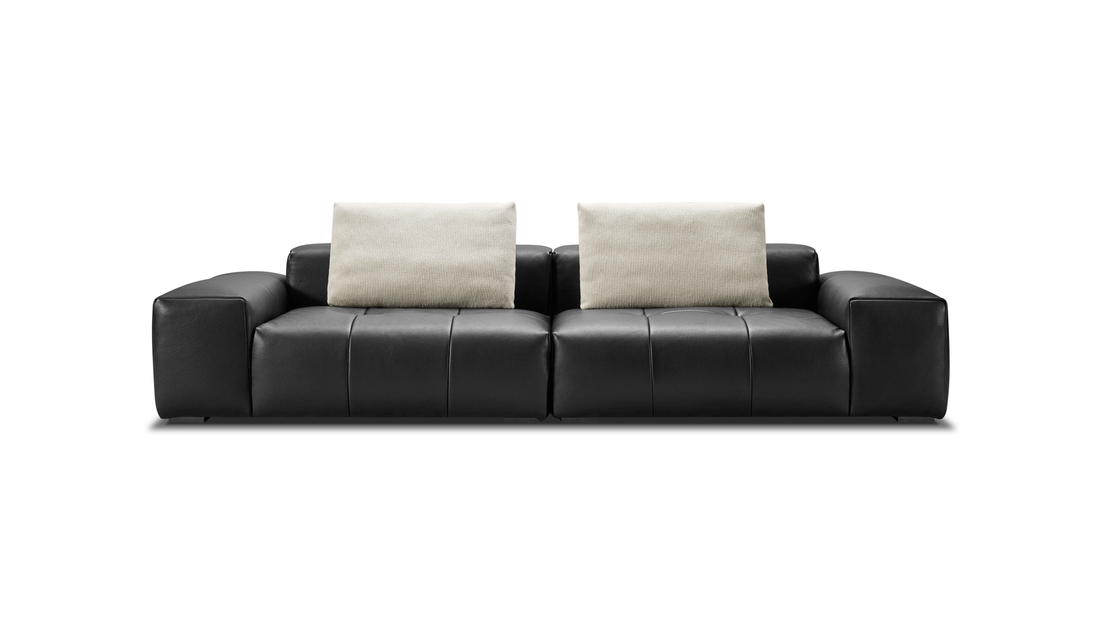 Anmytek Luxury Genuine Leather Sofa – Premium Black Leather Upholstery with Quilted Design, Plush Cushions, and Modern Frame – Comfortable and Elegant Living Room Furniture