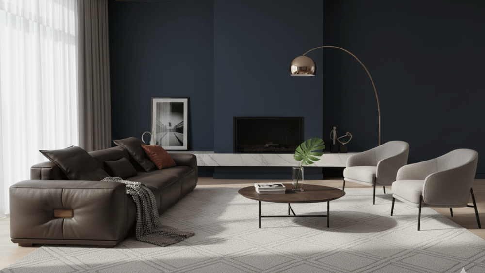 Anmytek Luxury Genuine Leather Sofa – Premium Dark Brown Leather Upholstery with Plush Cushions and Modern Design – Perfect for Elegant Living Spaces