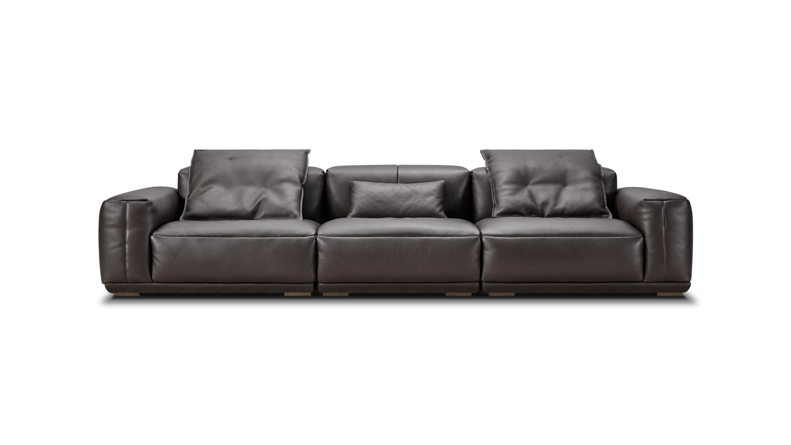 Anmytek Luxury Genuine Leather Sofa – Premium Dark Brown Leather Upholstery with Plush Cushions and Modern Design – Perfect for Elegant Living Spaces