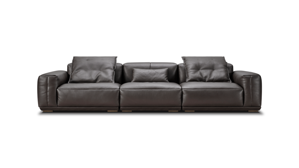 Anmytek Luxury Genuine Leather Sofa – Premium Dark Brown Leather Upholstery with Plush Cushions and Modern Design – Perfect for Elegant Living Spaces